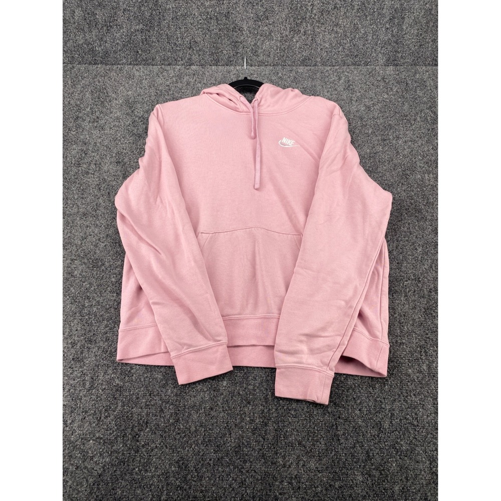 Nike Hoodie Sportswear Essential Pullover Womens Medium Pink French Terry Logo